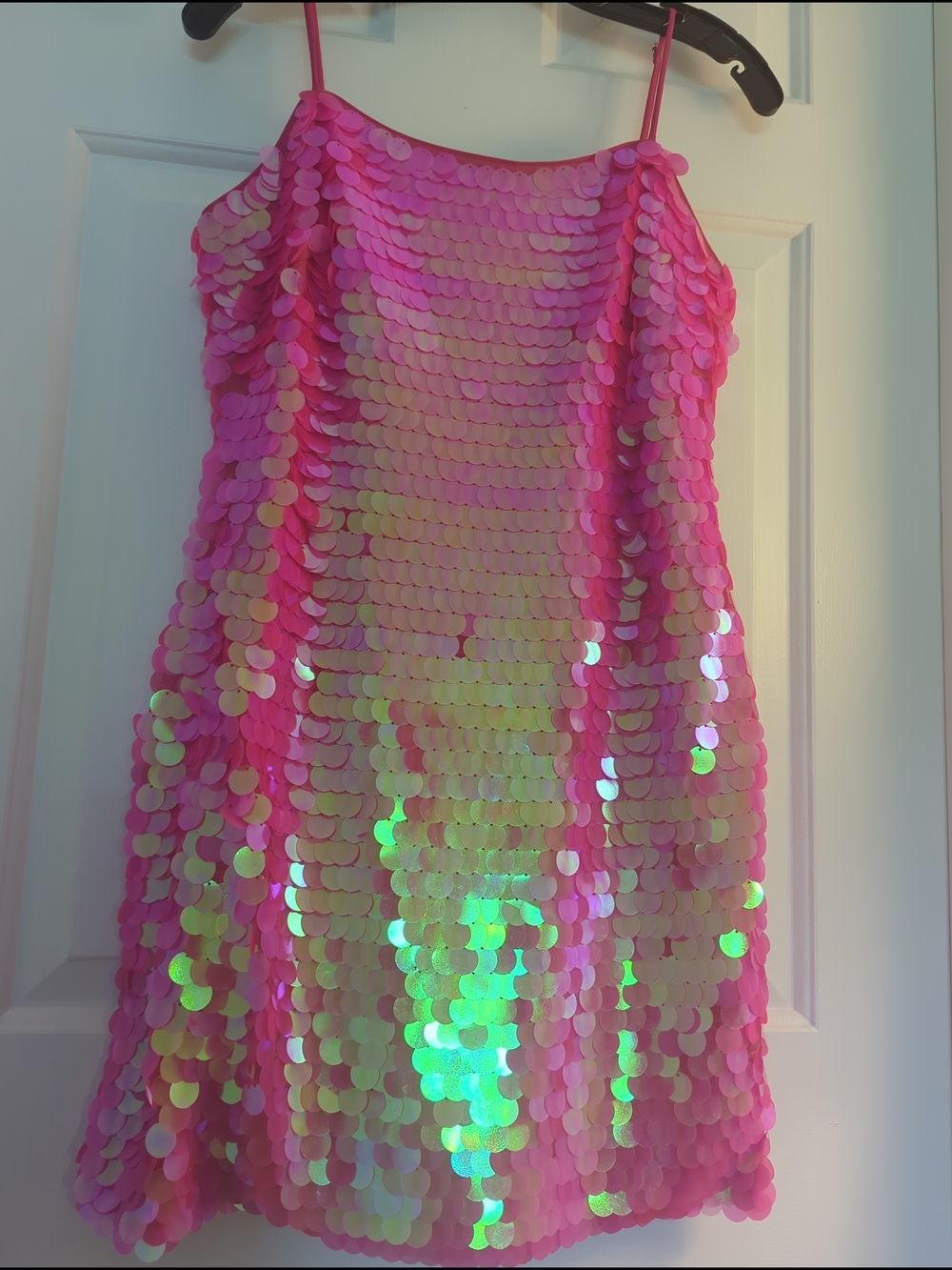 Milly Pink Iridescent Sequin Mini / Midi Dress Size 8 New With Tag